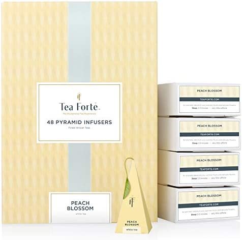 Tea Forté Peach Blossom | Coffret 48 pyramides infuseurs | Thé blanc Bio Pêche Tea Forté Peach Blossom | Coffret 48 pyramides infuseurs | Thé blanc Bio Pêche
