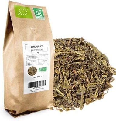 Thé Vert Bio Sencha Nature Chine Thé Vert Nature Léger Thé Vert en Vrac Sachet 1 Kg 400 Tasses 100% Agriculture Biologique Thé Vert de Qualité Satisfait ou Remboursé