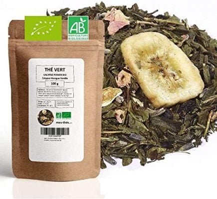 Thé Vert Bio ★ Calypso Mangue Citron ★ Power ★Thé Vert en Vrac ★ Sachet 100 grammes avec Zip ★ 40 Tasses ★ 100% Agriculture Biologique ★ Thé Vert de Qualité ★ Satisfait ou Remboursé ★