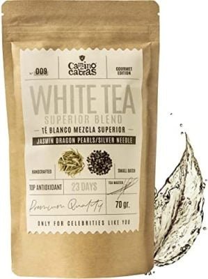 Thé blanc mélange supérieur | Thé en vrac | Infusion Antioxydant Puissant | Bien-Être Et Relaxation | Source de vitamines et mineraux | 100% d&rsquo;ingrédients naturels | 70 grammes