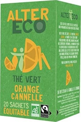 ALTER ECO – Thé Vert à l&rsquo;Orange/Cannelle – Thé Vert Bio & Equitable – Boîtes de 20 sachets