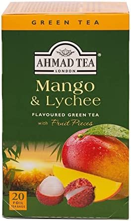 Ahmad Tea Thé vert à la mangue et litchi | Thé vert – 20 sachets de thé