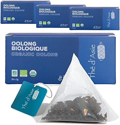 Khla – Thé Bleu Oolong Bio – Pack de 80 Sachets Infusettes Pyramides – Thé Biologique – Minceur Perte de Poids Régime – Pyramidal – Thé d’Asie – Origine Chine – Tisane & Infusion