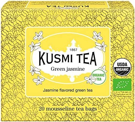 Kusmi Tea – Thé Vert au Jasmin Bio – Boîte thé de 20 sachets mousseline
