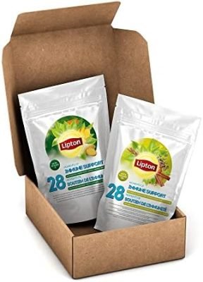 Lipton Challenge 28 Jours Immunité – Thé Vert – 56 sachets – Vitamine C et Vitamine B6