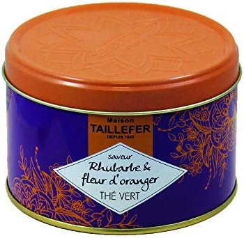 Maison Taillefer Thé Vert Saveur Rhubarbe et Fleur d&rsquo;Oranger Boite