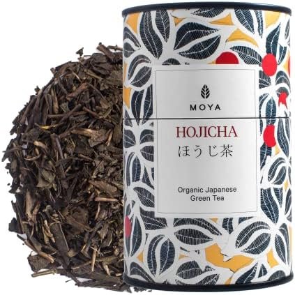 Moya thé vert organique Hojicha | 60 g | Thé du Japon | Convient aux végétaliens et aux végétariens | Parfait pour un cadeau