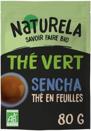 NATURELA – Thé Vert Bio Vrac Sencha – Thé en Feuilles Entières – Fine Cueillette – 80 g