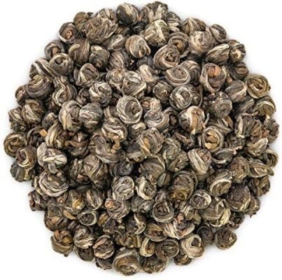 Oriarm Dragon Pearls Thé vert au jasmin en vrac – Feuilles de thé vert perlé de jasmin chinois – Jasmine Pearls Tea 1st Grade – Sac refermable Ziplock 100g