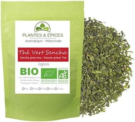 Plantes & Epices – Thé Vert Sencha Japonais 100% naturel, feuilles de thé vert japonais issues de l&rsquo;agriculture biologique (100G)