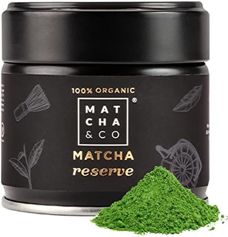 Thé Matcha Reserve 100% biologique 30 g [Ceremonial Reserve]. Poudre de thé vert biologique du Japon. Thé matcha de qualité Ceremonial Reserve. Thé vert Matcha Reserve 100% naturel