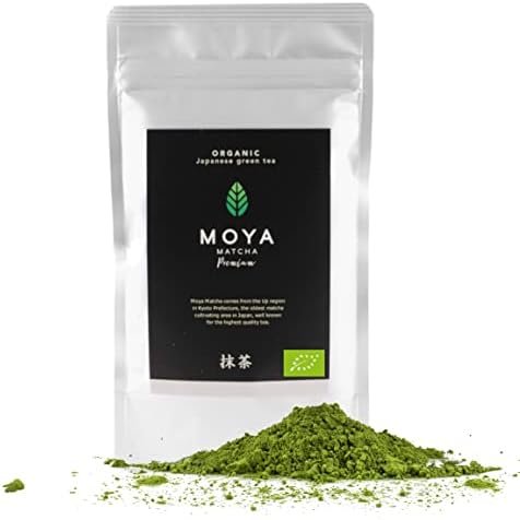 Thé matcha biologique 100% Moya Matcha Thé Vert Poudre du Japon | 100g Premium Récolté dans la Région Uji | Qualité de Cérémonie (I) | certifié agriculture biologique | à utiliser avec de l&rsquo;eau