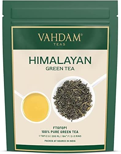 VAHDAM, The Vert En Vrac (340g/+170 Tasses) Feuilles De Thé Vert De l&rsquo;Himalaya | Thé Vert Naturel Feuilles Mobiles | Récolte Fraîche