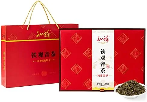 EVTSCAN Thé Oolong Tieguanyin de 9 oz avec boîte-Cadeau, 40 sachets de thé, thé Chine Fujian Anxi Tieguanyin Gongfu, saveur légère, Vert Frais avec arômes, pour Jeunes Hommes