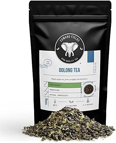 Edward Fields Tea ® – Thé bleu Oolong biologique en vrac d&rsquo;origine unique de Chine. Thé Oolong bio récolté à la main avec des ingrédients naturels et écologiques, 100g.