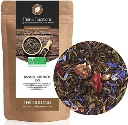 Oolong bio Jianxin – Saveur Grenade | Sachet 100g vrac | ★ Certifié Agriculture biologique ★