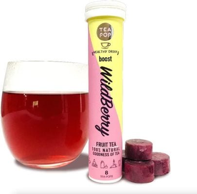 TEA-POP Thé cristallisé gourmet, feuilles, plantes et herbes 100% naturelles, se dissout dans l&rsquo;eau (WildBerry Punch)
