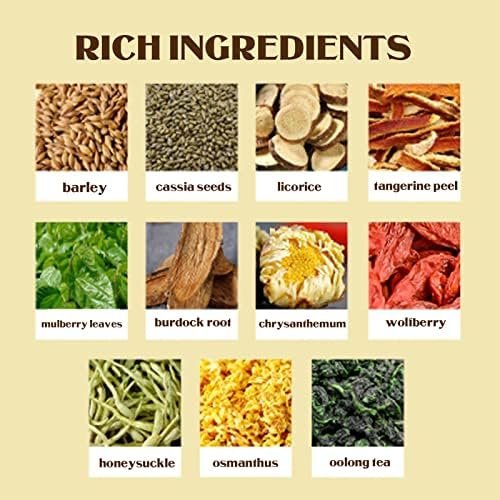 Thé, avec Chrysanthème, Graines de Cassia, thé Oolong, Chèvrefeuille, Osmanthus, Goji, Sachets de Boisson santé à Base de Plantes, Cadeaux pour les Buveurs de thé, 20 Sachets de thé Thé, avec Chrysanthème, Graines de Cassia, thé Oolong, Chèvrefeuille, Osmanthus, Goji, Sachets de Boisson santé à Base de Plantes, Cadeaux pour les Buveurs de thé, 20 Sachets de thé