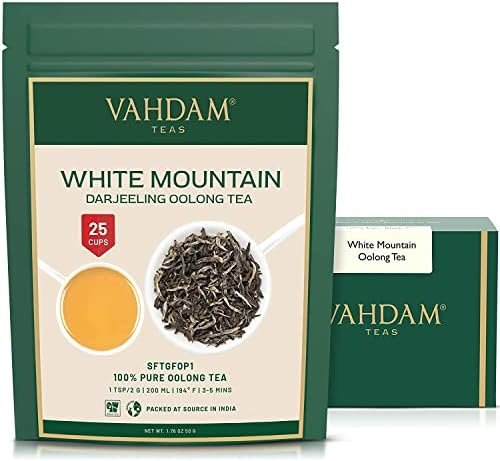 VAHDAM, Feuille de Thé en Vrac Oolong de White Mountain (25 tasses) | 100% de feuilles de thé Oolong PURE
