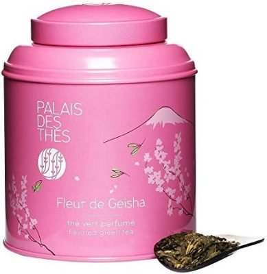Palais des Thés, FLEUR DE GEISHA, Thé Vert Parfumé, Floral et Fruité, Parfum Doux et Gourmand, Boite Couleur 100g
