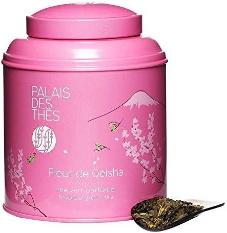 Palais des Thés, FLEUR DE GEISHA, Thé Vert Parfumé, Floral et Fruité, Parfum Doux et Gourmand, Boite Couleur 100g