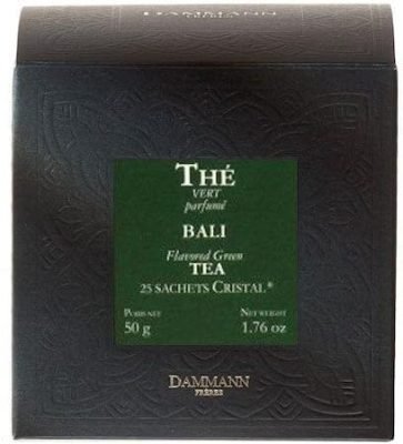 Thé Vert Luxe Intense Bali Parfumé aux Fruits Exotiques – Flavored Green Tea, Dammann Frères (25 Sachets Cristal, 50g)