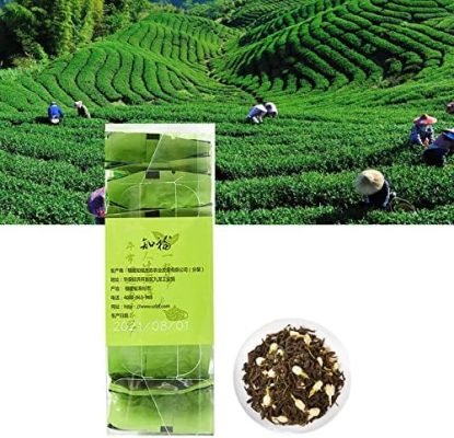 Thé au jasmin, forme de fleur complète, stockage à température normale, parfumé, thé vert chinois, contenu net de 100 g pour cadeaux de fête