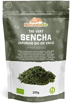 Thé vert Sencha Japonais Bio – Upper grade – de 200g. Bio, Naturel et Pur, Thé vert en vrac de première récolte cultivée au Japon. Organic Japanese Sencha Green Tea. NaturaleBio