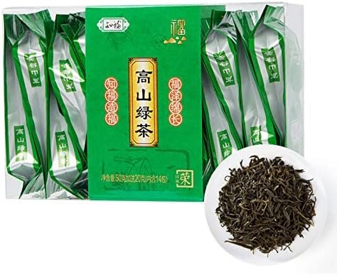 WOOXGEHM Thé Vert de Haute Montagne, Artisanat Traditionnel, Parfum D&rsquo;orchidée Clair, Thé Vert Chinois, Soupe Au Thé Vert Jaune Vif, Conservation de L&rsquo;artisanat Traditionnel (14 Sachets de Thé)