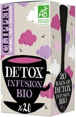 CLIPPER – Infusion Bio Détox – Saveur Fruits Rouges – 20 Sachets d&rsquo;Infusion Bio – 1 paquet
