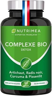 COMPLEXE BIO – Detox Intestin, Foie & Colon – Sans Excipient – Artichaut, Radis Noir, Curcuma & Pissenlit – Elimination Naturelle des Toxines – 90 Gélules Vegan – Nutrimea – Fabrication Française