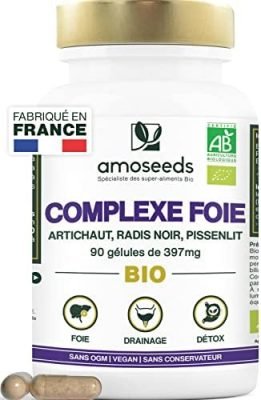 Complexe Foie Bio | Détox du foie et Draineur puissant | Artichaut, Radis Noir, Pissenlit | 90 Gélules Vegan | Qualité Supérieure, Fabriqué en France