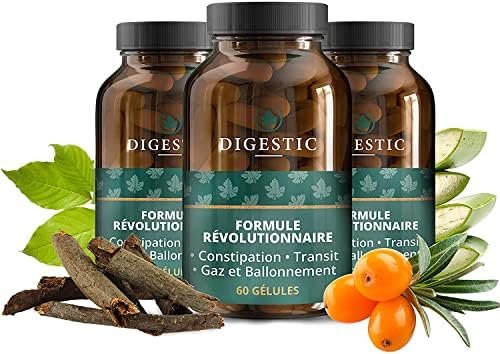 Digestic – Laxatif contre la constipation 100% naturel, 180 capsules, pour le Transit Intestinal, Nettoie, Detox et purifie le colon, Soulage les ballonnements et les gaz