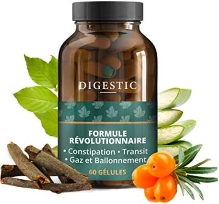 Digestic – Laxatif contre la constipation 100% naturel, 60 capsules, pour le Transit Intestinal, Nettoie, Detox et purifie le colon, Soulage les ballonnements et les gaz