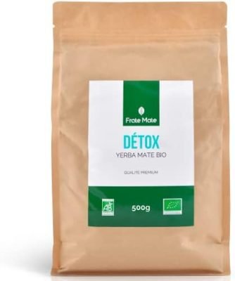 FRATÉ MATÉ Yerba Mate Détox BIO 500G | The Detox ou Tisane Minceur | Effet brule graisse | Peu d&rsquo;Amertume | Idéal pour l&rsquo;Hydratation et Maigrir | 0 Poussière