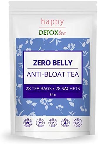 Happy Detox Tea – Thé Zero Belly – Infusion Ventre Plat Digestion Minceur – Transit – Ballonnement – Confort digestif – Elimination – Détox – Cure de 28 jours – 28 sachets Happy Detox Tea – Thé Zero Belly – Infusion Ventre Plat Digestion Minceur – Transit – Ballonnement – Confort digestif – Elimination – Détox – Cure de 28 jours – 28 sachets