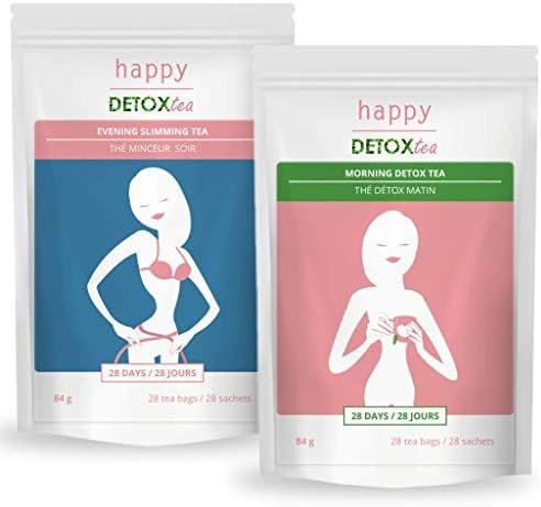 Happy Detox Tea – Thé et Infusion Detox Cure Minceur – 56 Sachets de 3 grammes – cure de 28 jours