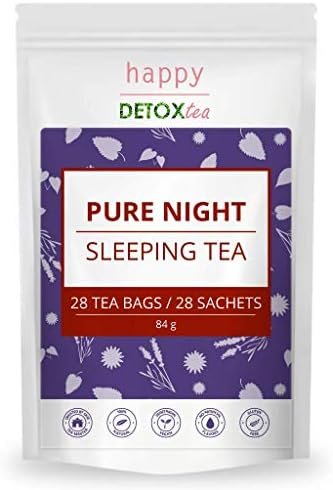Pure Night – Thé du sommeil – Relaxation – Anti-stress – Happy Detox tea – 28 sachets – Cure de 4 Semaines