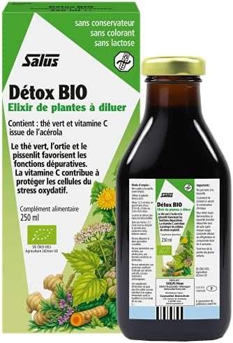 Salus Détox BIO – Formule Liquide – Élimination des Toxines*, Drainage – À Base de Thé Vert, d&rsquo;Ortie et d&rsquo;Acérola – 250 ml