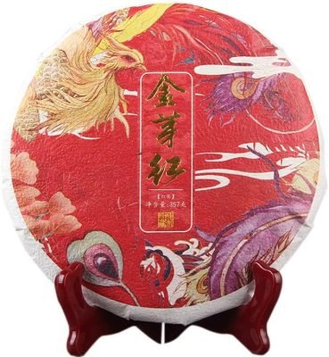 Thé DianHong Premium DaJin Ya Parfum de miel Yunnan 357g Fengqing Pu&rsquo;er Thé mûr Thé de l&rsquo;arbre ancien Gâteau de thé au parfum fort 滇红茶大金芽蜜香金芽红云南凤庆古树茶