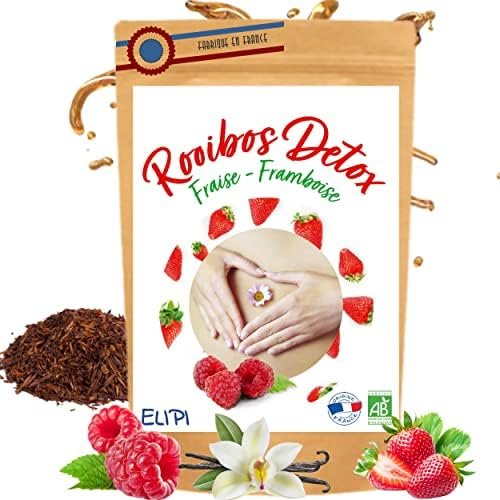 The detox Bio Fraise, Framboise, Vanille / 100g vrac/ Detox bio naturel draineur/Thé melange de fleurs detoxifiant, drainant, cadeau femme original utile