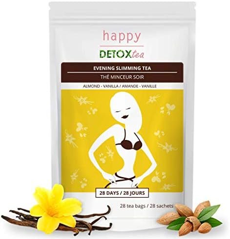 Thé et infusion Minceur Amande et Vanille – Happy Detox Tea – Cure minceur de 4 semaines – 28 sachets