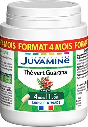 JUVAMINE – Brûle Graisse – Thé Vert Guarana 1600mg – MAXI FORMAT – 120 Gélules