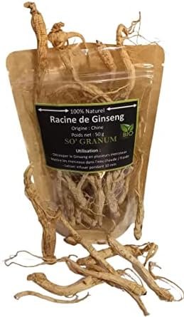Ginseng asiatique entière | Infusion – Thé – Tisane | médecine traditionelle & Cure détox | 50g