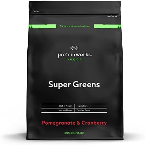 Poudre Super Greens | Shake détox riche en nutriments | Soutient le système immunitaire | 100% végétal | THE PROTEIN WORKS | Grenade et Cranberry | 500g