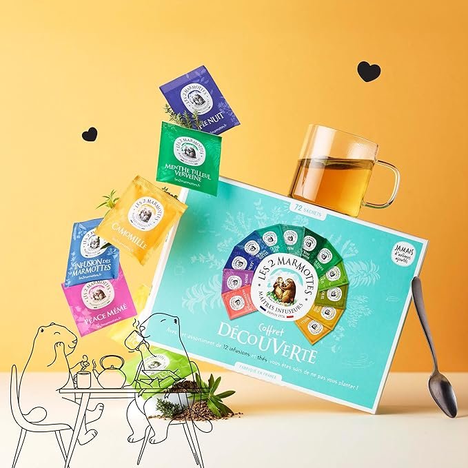 Les 2 Marmottes – Coffret Découverte 72 Sachets : Une Exploration des Saveurs à travers 11 Infusions et 1 Thé