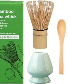 ALAIFU Accessoires japonais pour la cérémonie du matcha, fouet à matcha, pelle traditionnelle, fouet, porte-fouet, kit de whisky avec support, set de 4 pièces