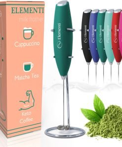 Elementi Mousseur à lait électrique à main, fouet à matcha, mousseur à lait pour mousseur à café, mélangeur électrique à main, mini fouet électrique (émeraude)