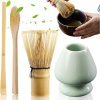 Ensemble à thé matcha avec fouet à matcha, porte-balai, 2 cuillères à café, accessoires japonais pour la cérémonie du matcha, kit parfait pour la préparation