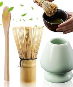 Ensemble à thé matcha avec fouet à matcha, porte-balai, 2 cuillères à café, accessoires japonais pour la cérémonie du matcha, kit parfait pour la préparation